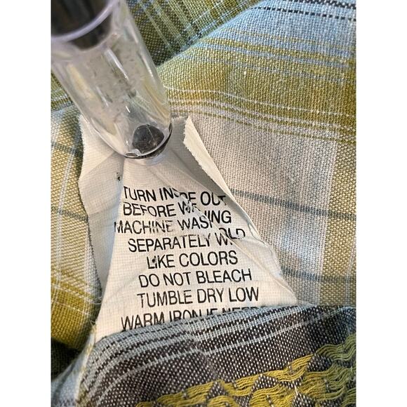 Southern Thread white/green/black plaid pearl snap western shirt L 100% Cotton - Picture 7 of 9